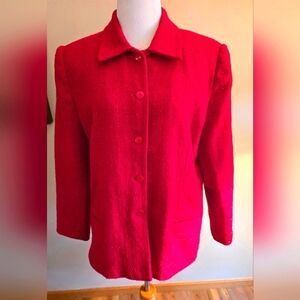 Sag Harbor Blazer Womens Size 16 Red Holiday Party Work Office Casual Metallic